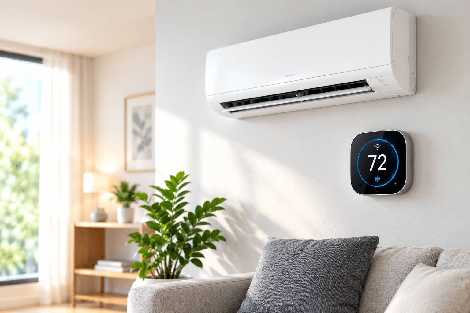 Smart Thermostat in a Modern Living Room